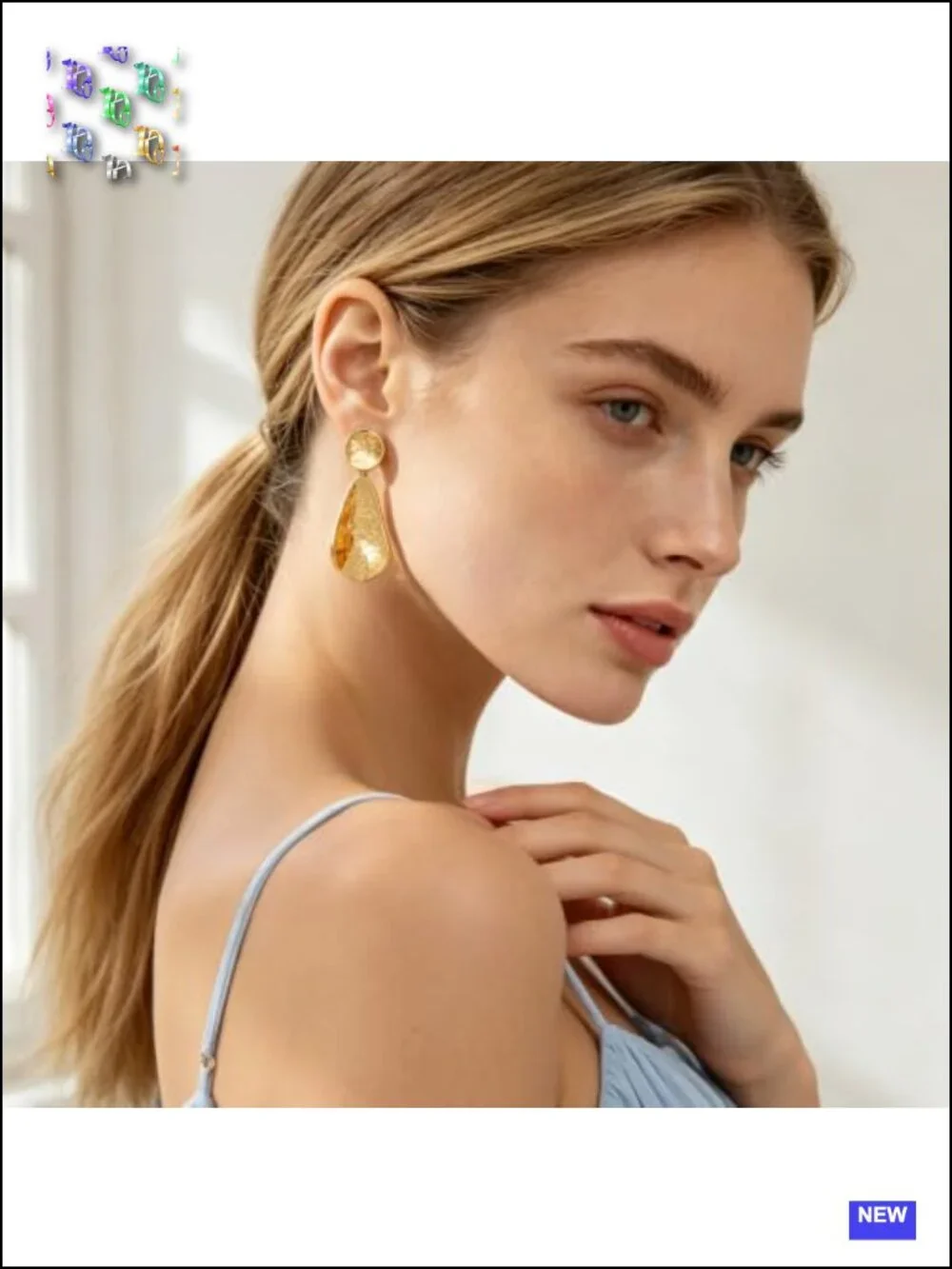 Gold Plated Chunky Dangle Earrings Hammered Geometric Statement Jewelry